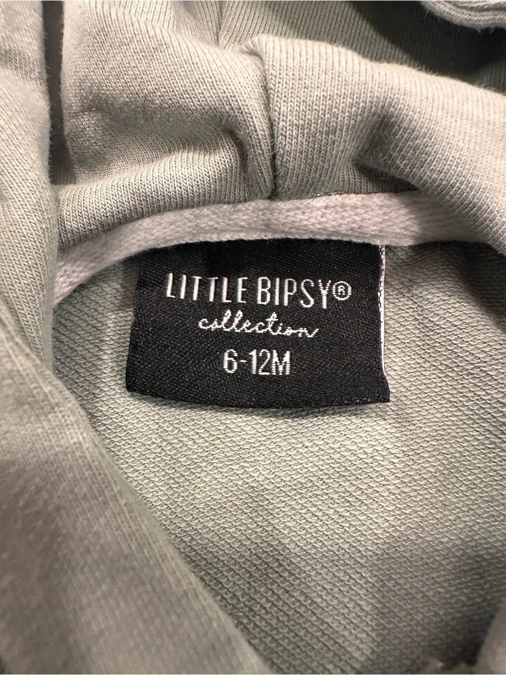 EUC Little Bipsy Short Sleeve Hoodie, Sage Green, 6-12 Months